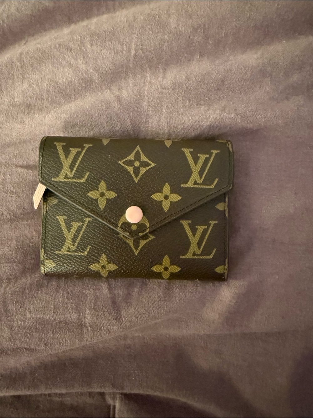 Luxury inspired Monogram Canvas Small Envelope Wallet in Brown with pink Snap